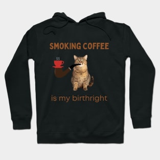 Smoking Coffee Is  My Birthright | Smoking Cat | Cat Cigar | Funny Cat Hoodie